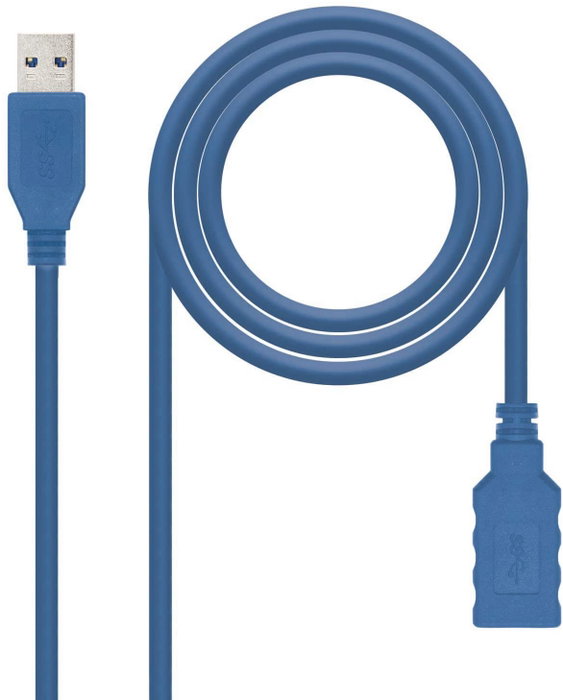 Nanocable Cable USB A Macho a USB A Hembra 1m Azul